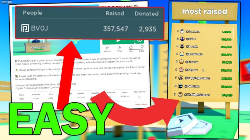 (EASY METHOD ?) How to Raise 10,000+ Robux in Pls Donate ? Roblox