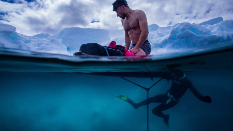 Man Freedives Under an Iceberg for Men’s Mental Health Awareness (Video)