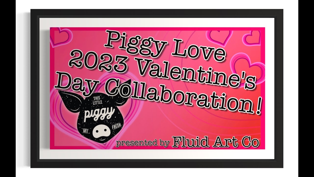 Piggie Love Collaboration Acrylic Pour Painting, Flow Art, Fluid Art Technique,